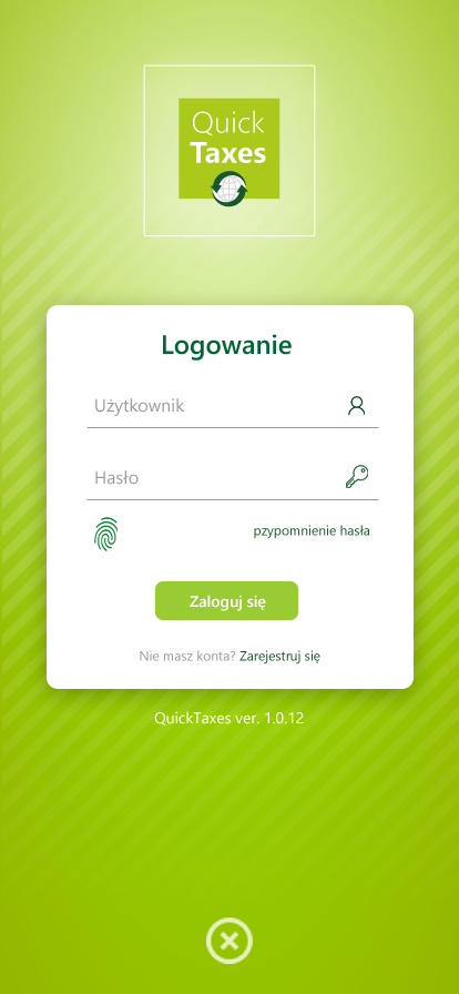 QuickTaxes - login page