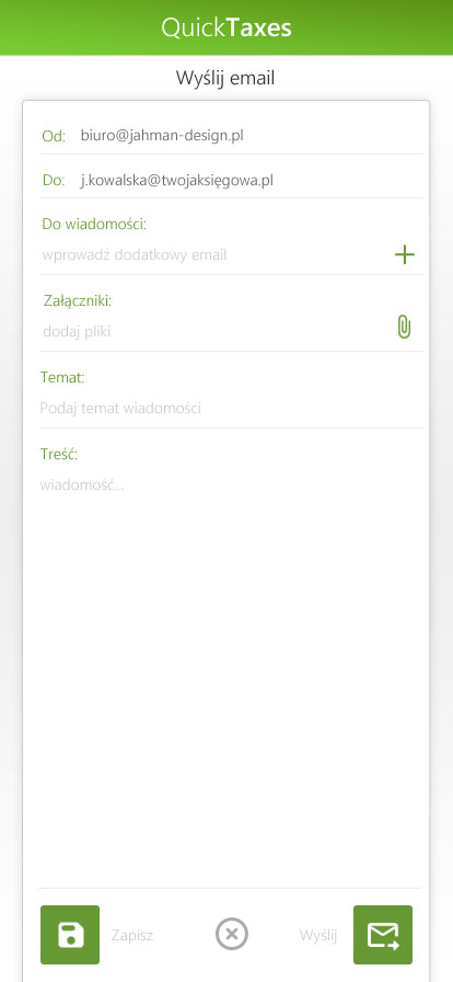 QuickTaxes - email page