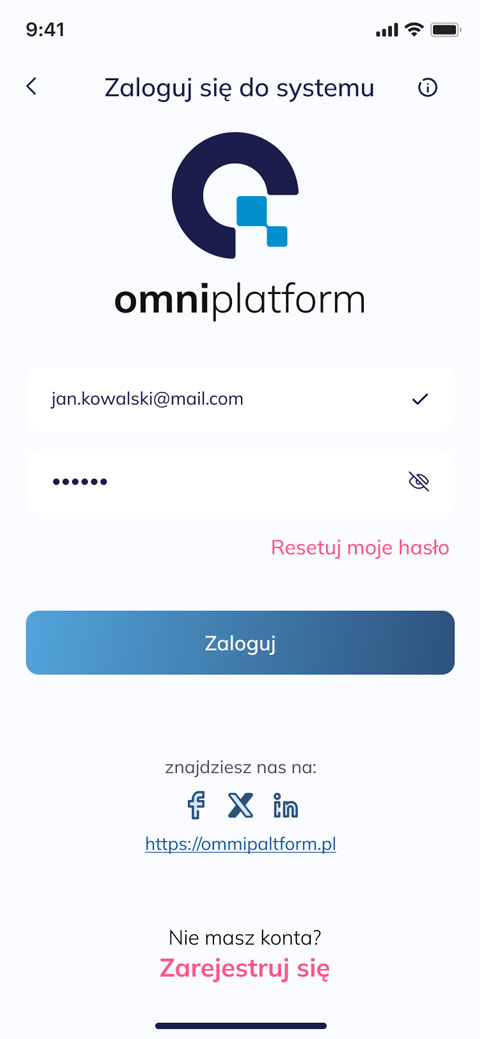 OmniPlatform - logowanie